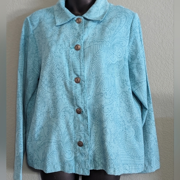 Chico's Tops - Chico's Teal Button Down Top Size 1 or M (8)
